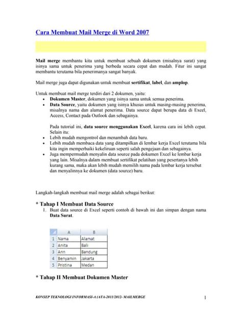 mail merge 2007 manual Reader