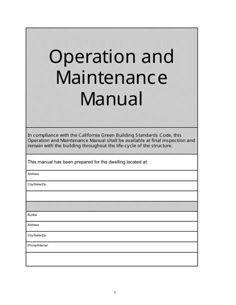 maintenance manual template pdf Doc
