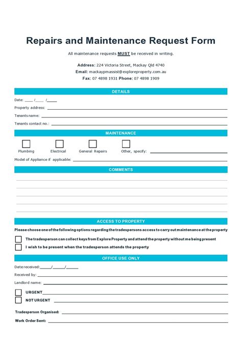 maintenance service request form template Reader