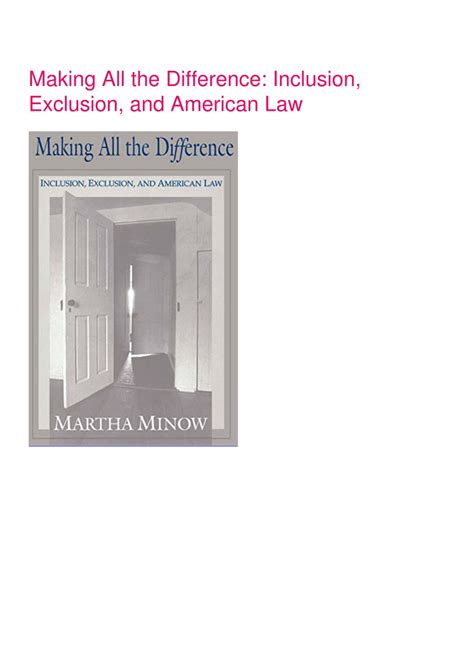 making all the difference inclusion exclusion and american law Reader