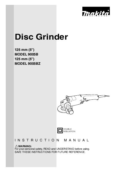 makita 9005bz disc grinder power tools owners manual Doc