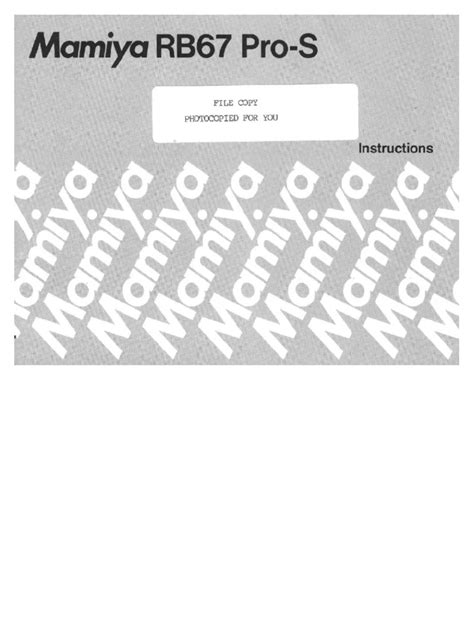 mamiya rb67 pro s manual Epub
