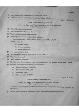 management accounting question paper 2008 Reader