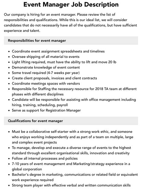 management events jobs