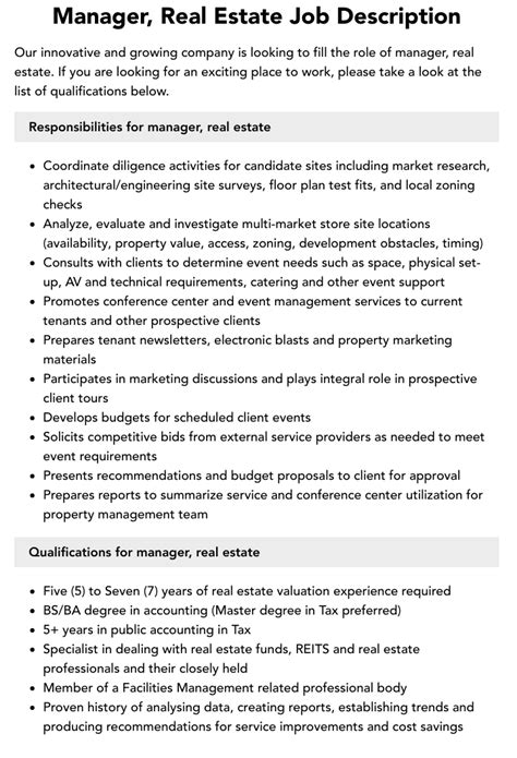 manager real estate jobs