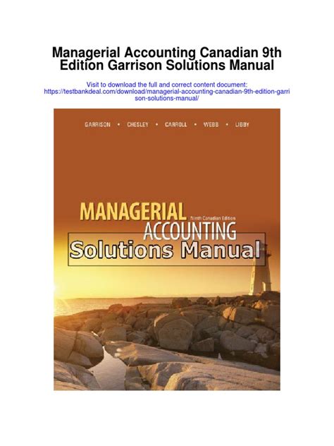 managerial accounting 9th canadian edition solutions pdf Ebook Kindle Editon