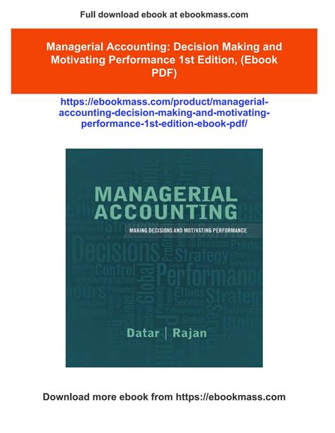 managerial accounting and decision making in energy Ebook PDF