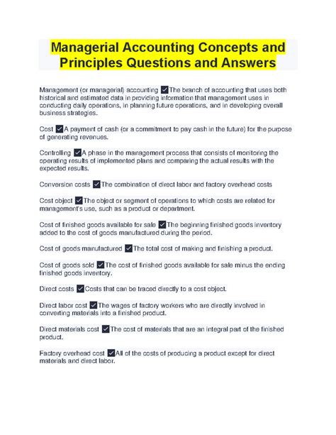 managerial accounting concepts and principles solutions Reader