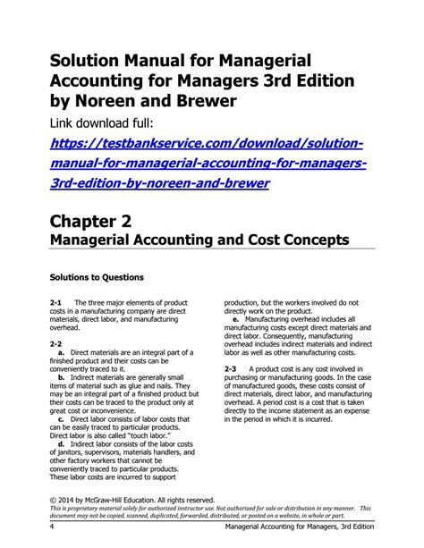 managerial accounting for managers 3rd edition solutions manual Reader