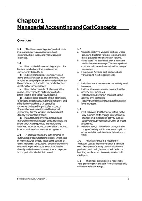 managerial accounting garrison test study guide PDF