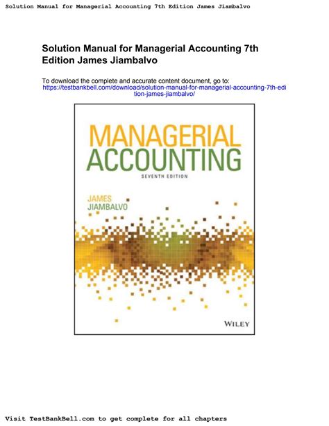 managerial accounting james jiambalvo solution manual Ebook Epub