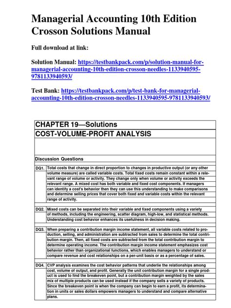 managerial accounting solutions by crosson and needles PDF Reader