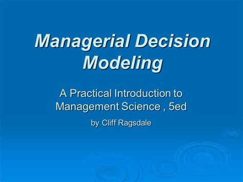 managerial decision modelling ragsdale Doc