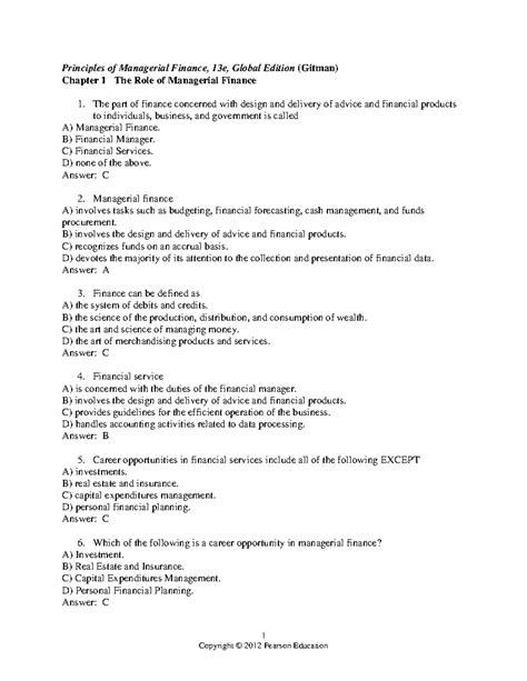 managerial finance answer key gitman Epub