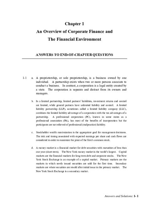 managerial finance end of chapter questions answers Doc