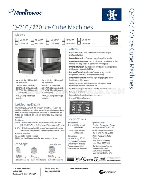 Manitowoc Ice Machine Catalog