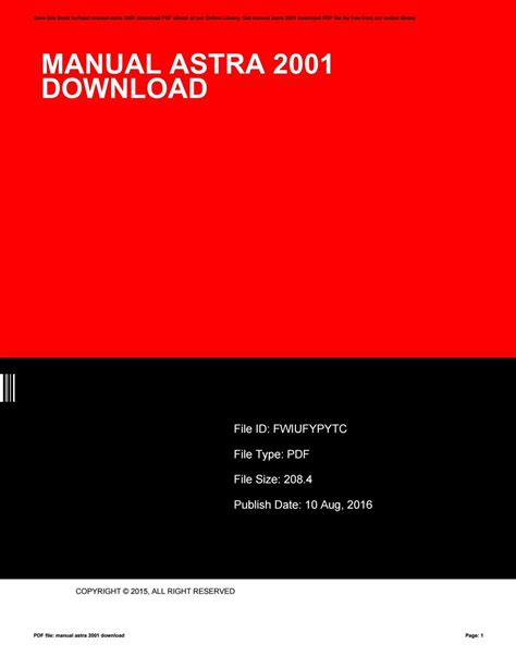 manual astra 2001 download Doc