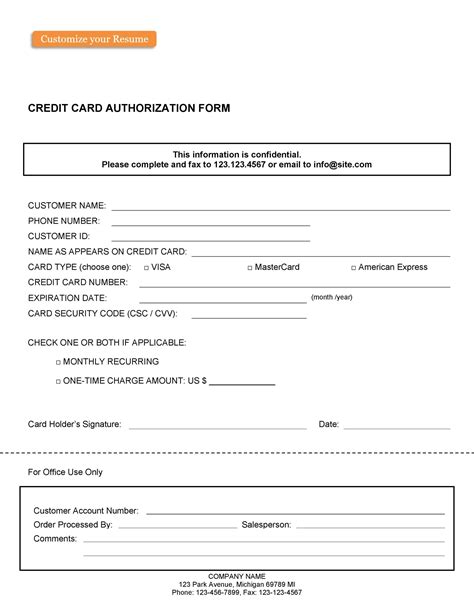 manual credit card authorization form Doc