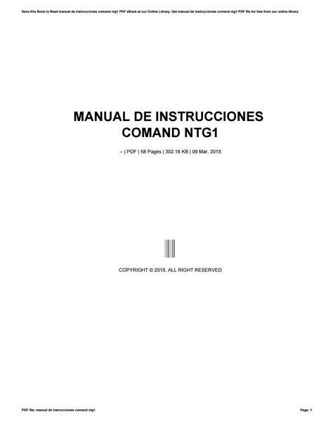 manual de instrucciones comand ntg1 Epub