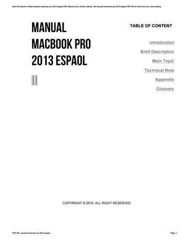 manual de macbook pro en espaol PDF