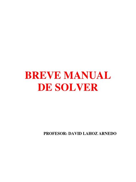 manual de solver excel PDF