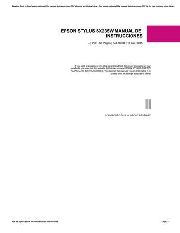 manual instrucciones epson stylus sx235w PDF