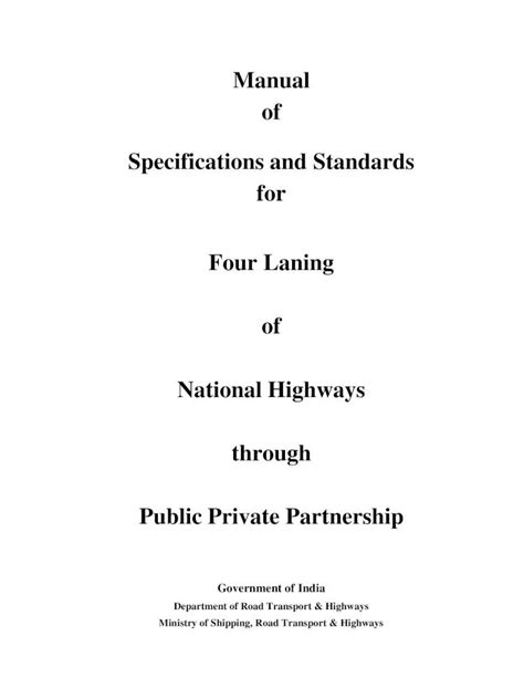 manual of specifications and standards infrastructure Kindle Editon