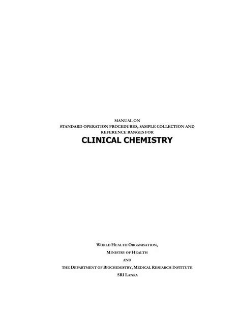 manual on stard operation procedures sample collection Epub