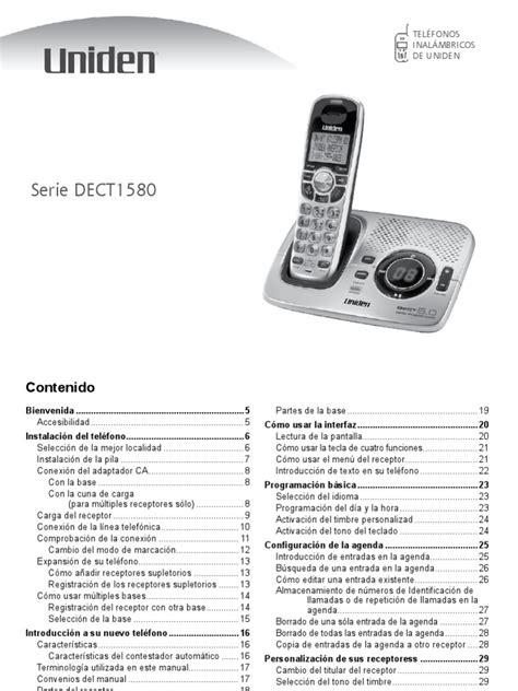 manual telefono inalambrico uniden 58 ghz PDF