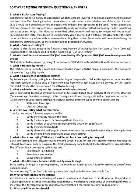 manual testing interview questions answers experienced pdf Doc