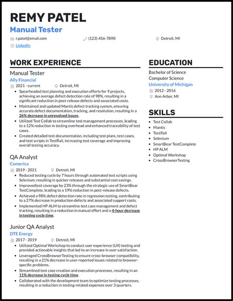 manual testing resume for experience Epub