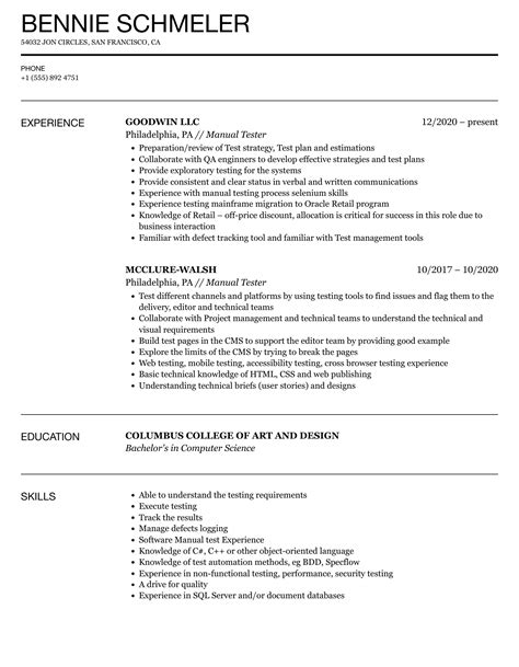 manual testing resume samples for experience Epub