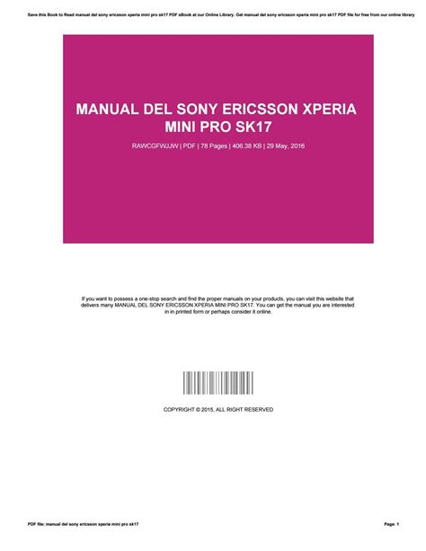 manual xperia mini pro sk17 Epub