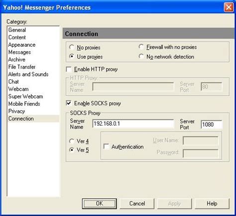 manually configure the proxy settings on yahoo messenger Reader