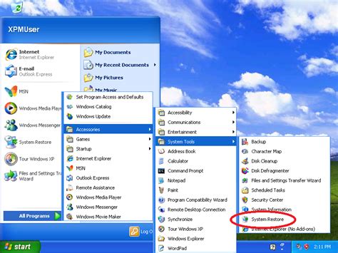manually run system restore windows xp Reader