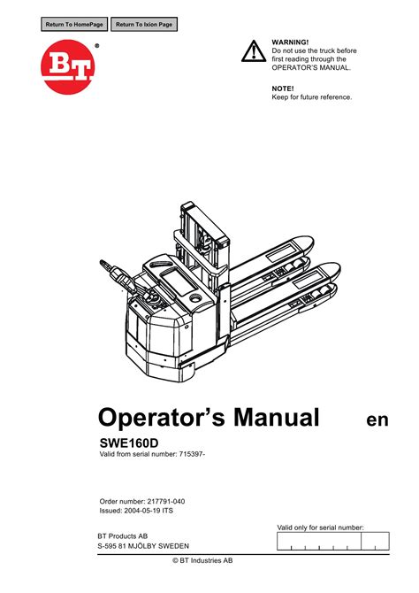 manuals technical bt forklift Kindle Editon