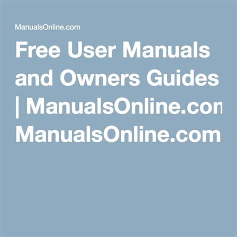 manualsonlinecom user manuals and owners guides PDF