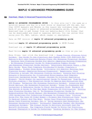 maple 12 advanced programming guide Epub