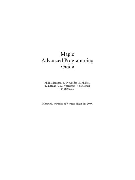 maple 12 advanced programming guide free ebook Reader