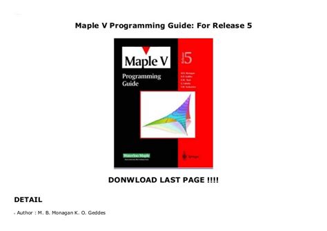 maple v programming guide for release 5 PDF