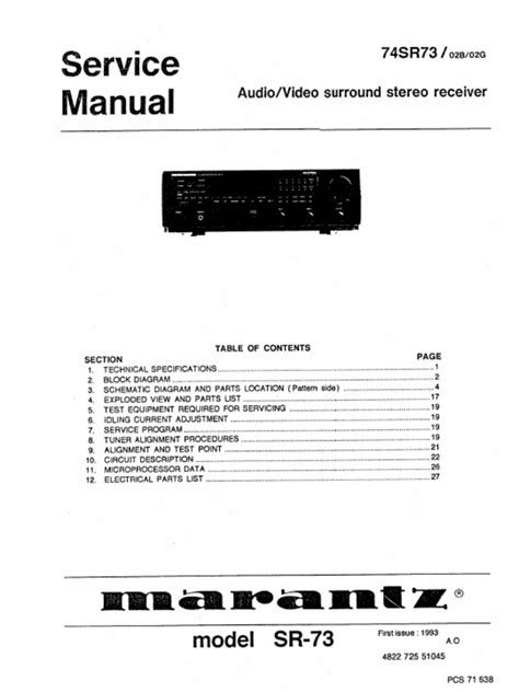 marantz sr 73 owners manual pdf PDF