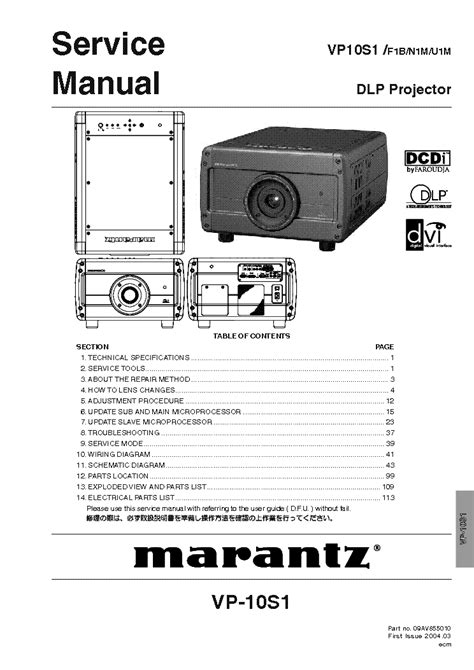 marantz vp 10s1 tvs owners manual Doc