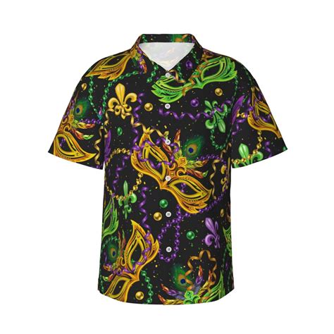 mardi gras button down shirt