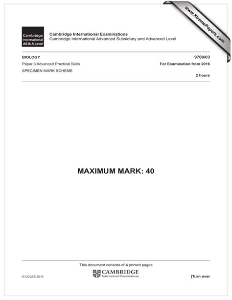 mark scheme maximum mark 40 papers xtremepapers PDF