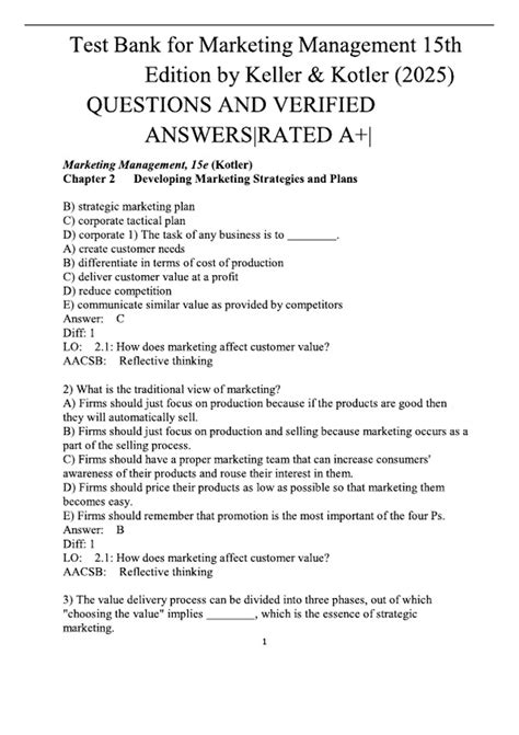 marketing kotler test questions and answers Reader