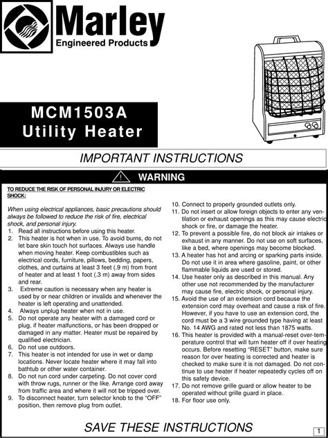 marley engineering muh0321 heaters owners manual Doc