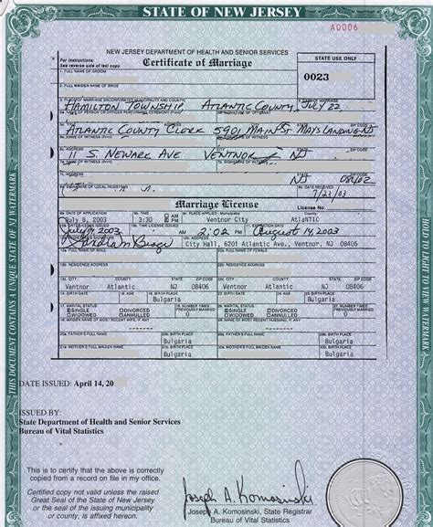 marriage license for new jersey