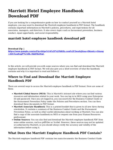 marriott employee manual Doc