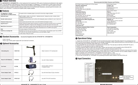 marshall electronics v r1041dp afhd monitors owners manual PDF