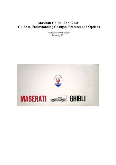 maserati ghibli 1967 1973 guide to understanding the car nut Kindle Editon